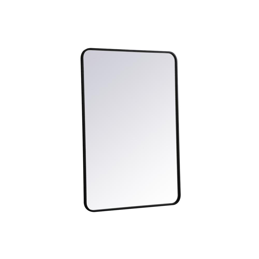 Soft corner metal rectangular mirror 27x40 inch in Black. Picture 7