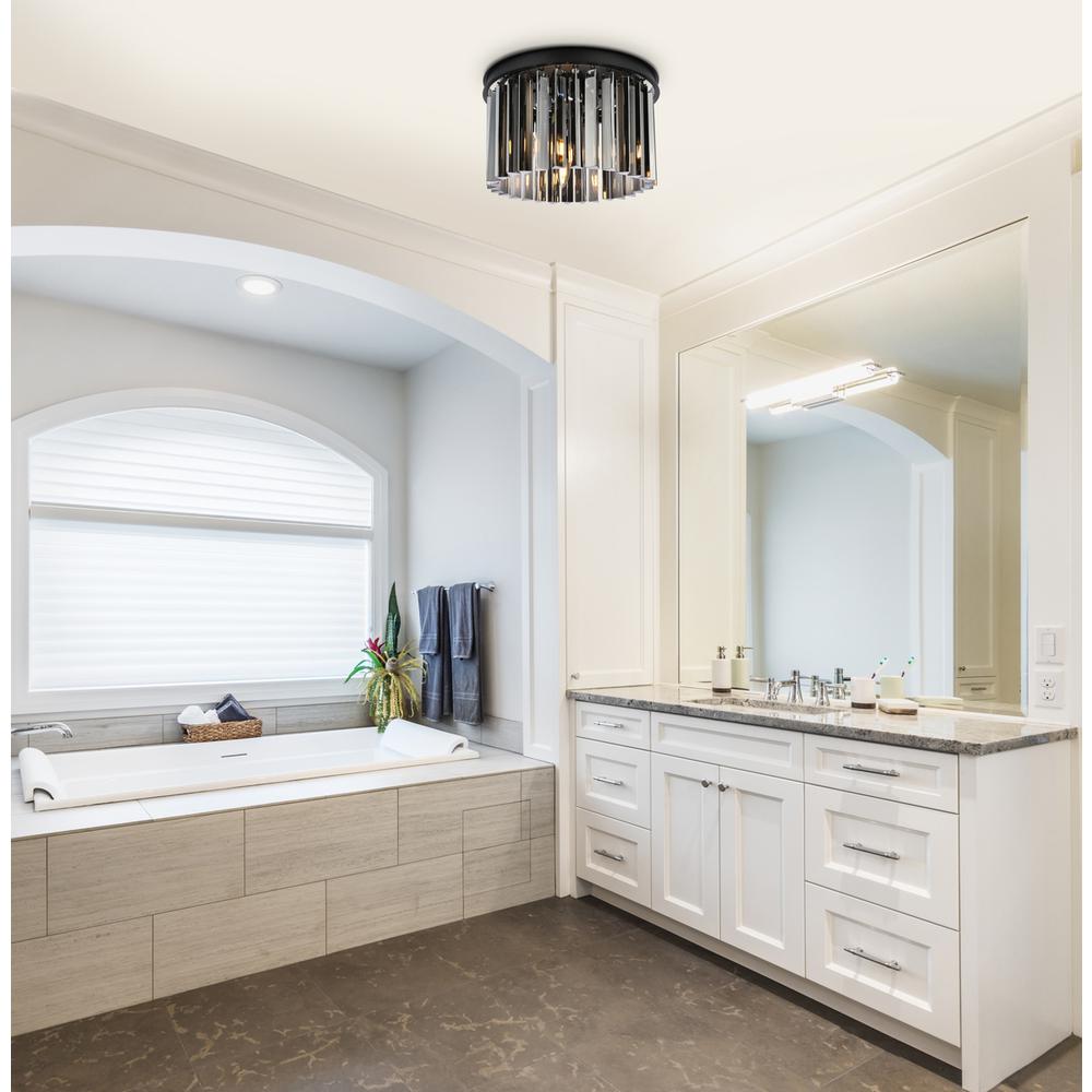 Sydney 3 light Matte Black Flush Mount Silver Shade (Grey) Royal Cut Crystal. Picture 7