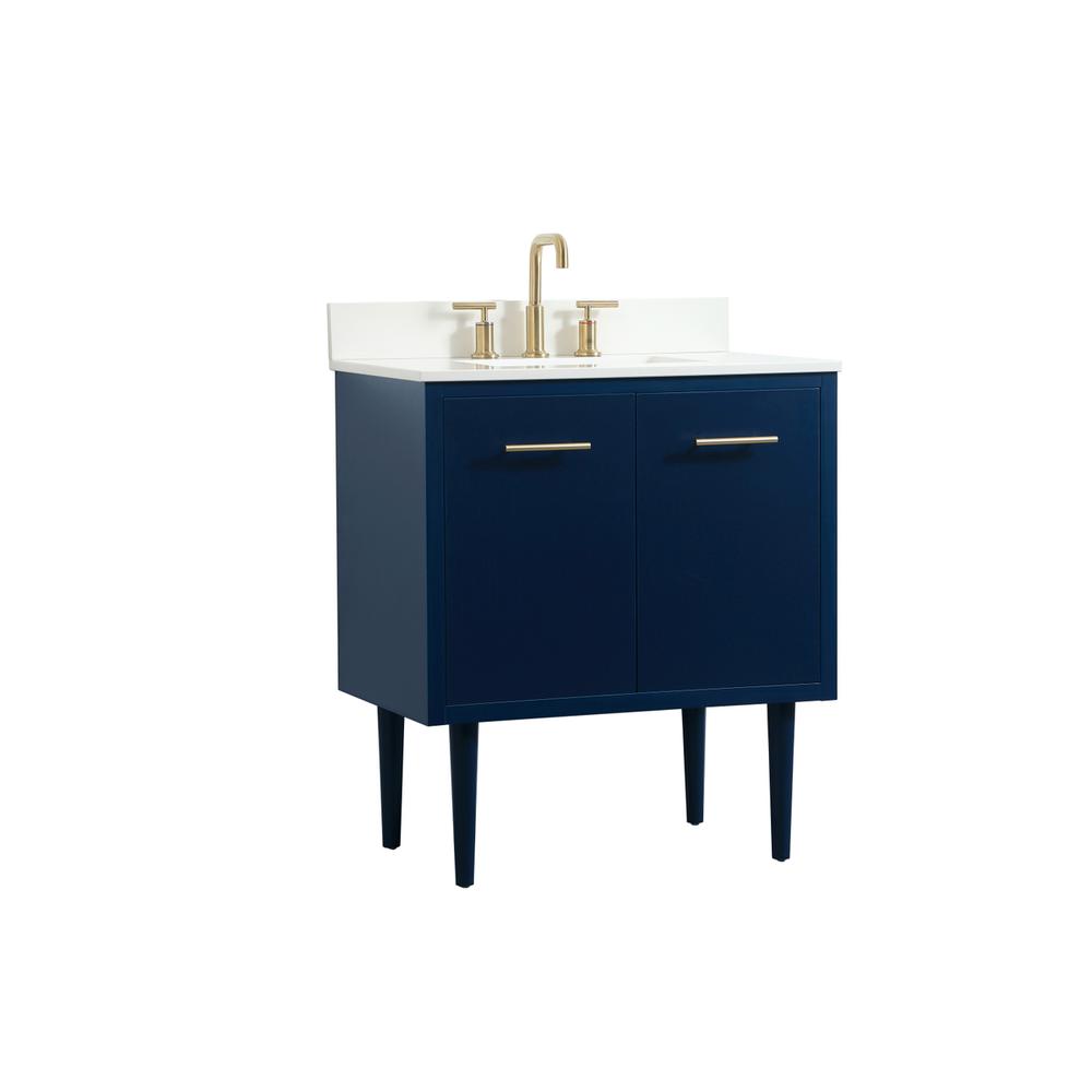 30 inch Single bathroom vanity in blue with backsplash. Picture 10
