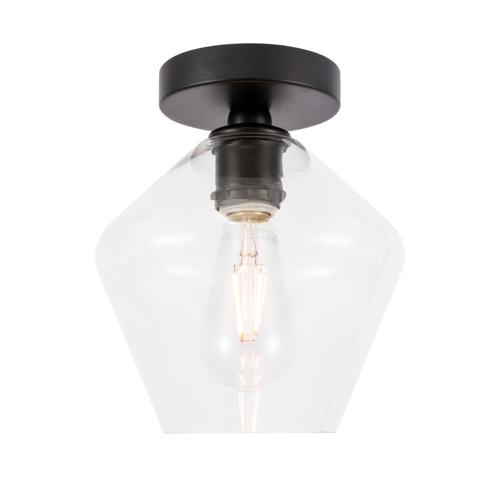 Gene 1 light Black and Clear glass Flush mount. Picture 3