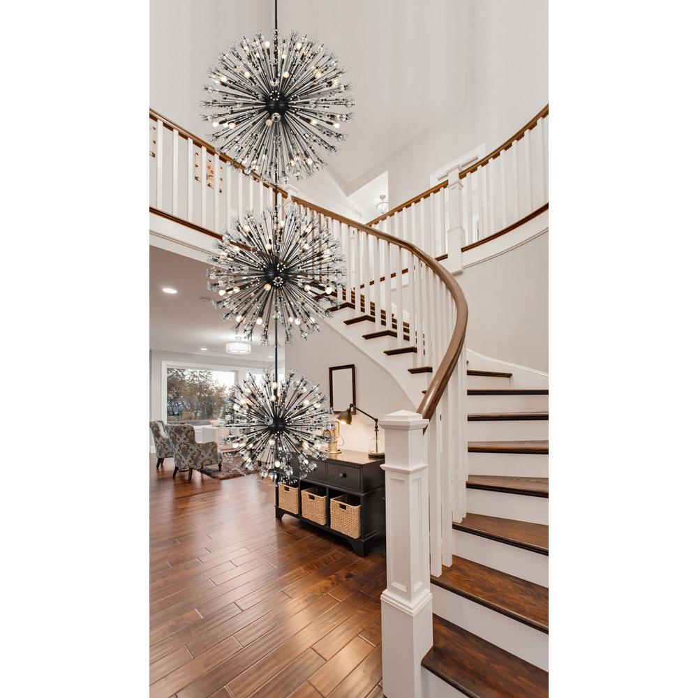 Vera 48 inch three tiers crystal starburst chandelier in black. Picture 9