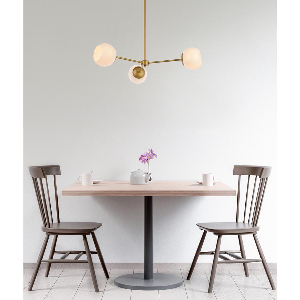 Briggs 32 inch pendant in brass with white shade. Picture 8