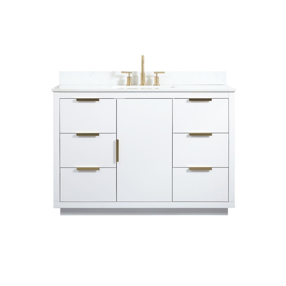48 inch Single bathroom vanity in white with backsplash. Picture 1