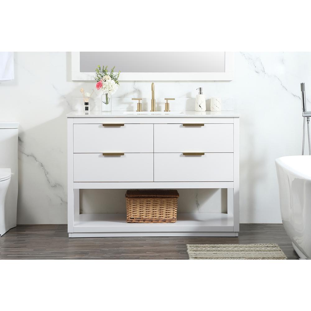 48 inch Single bathroom vanity in white with backsplash. Picture 14