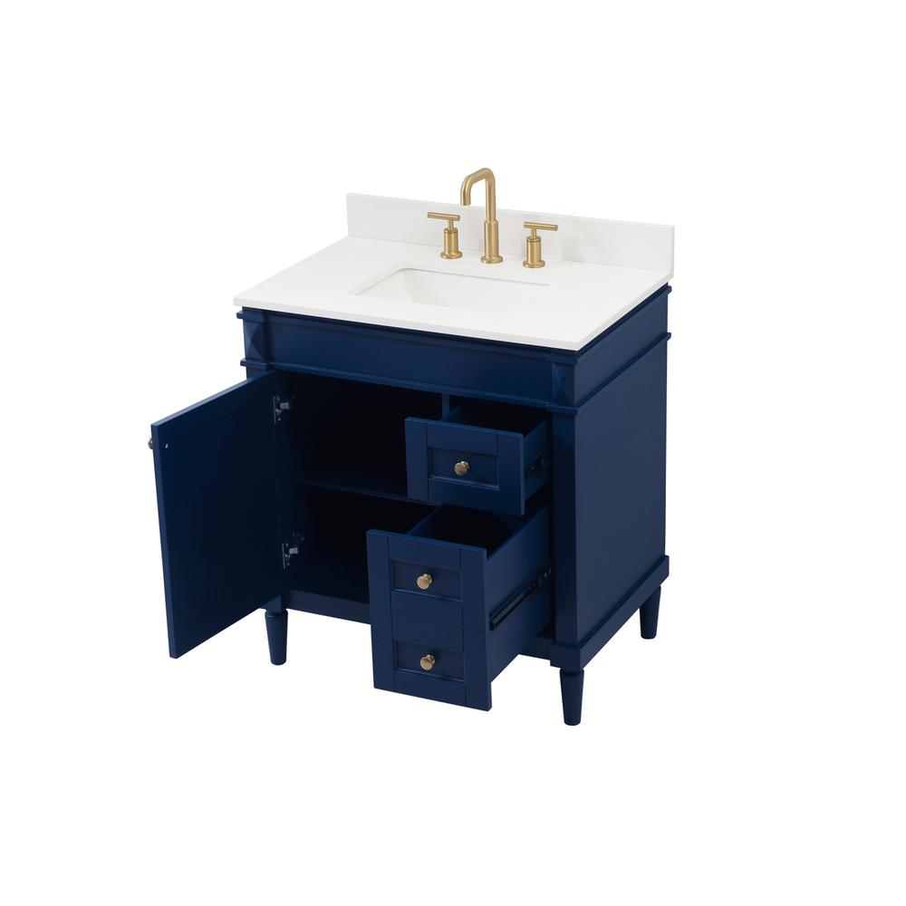 32 inch Single bathroom vanity in blue with backsplash. Picture 9