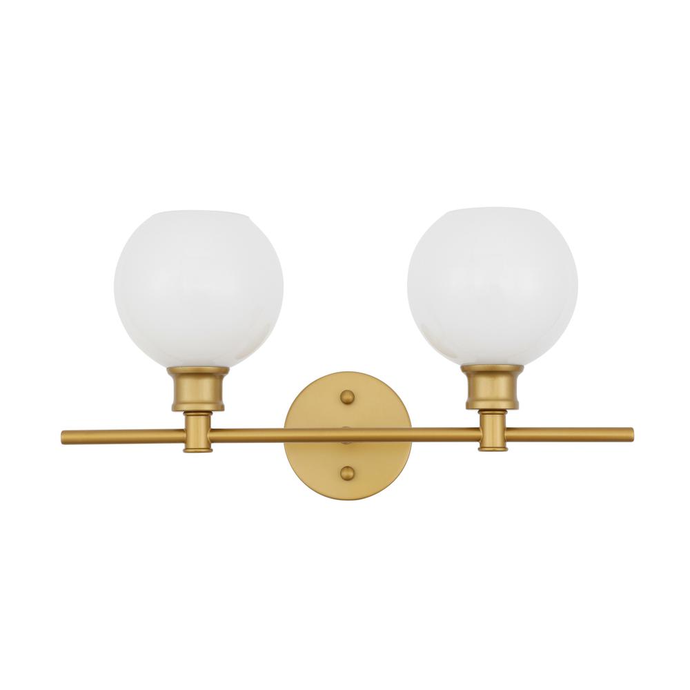 Collier 2 light Brass and Frosted white glass Wall sconce. Picture 2
