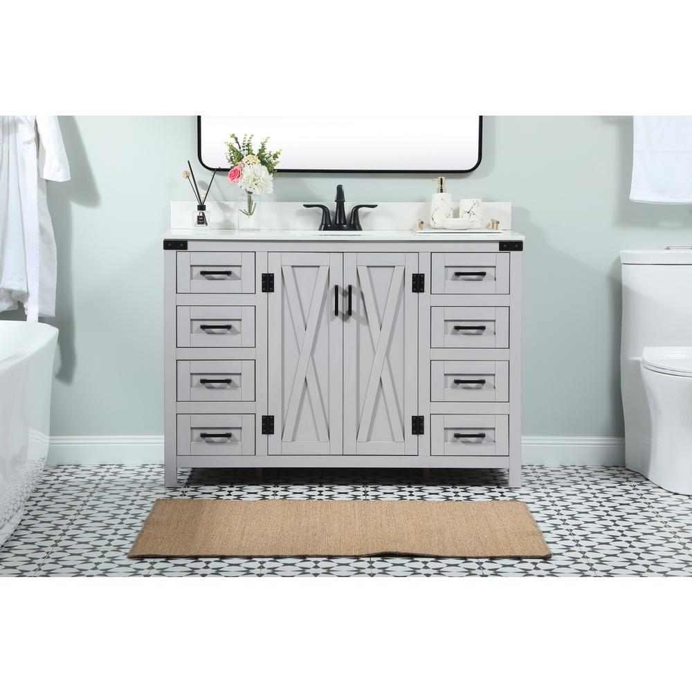48 inch Single bathroom vanity in grey with backsplash. Picture 14