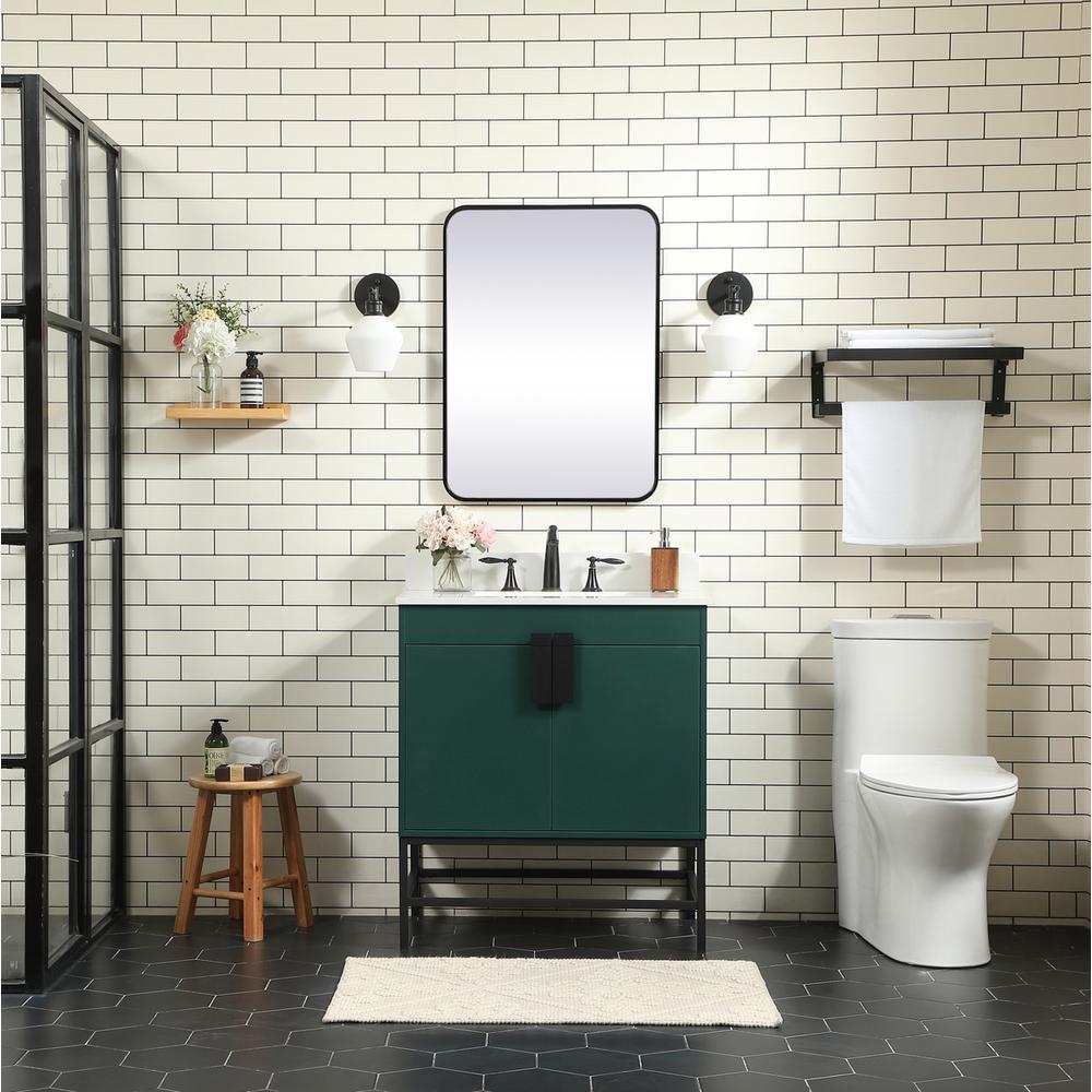 30 inch Single bathroom vanity in green with backsplash. Picture 4