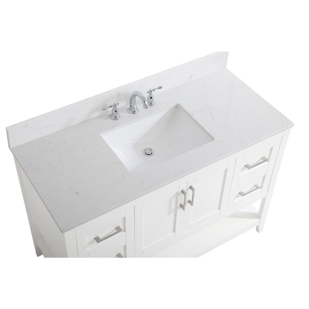 48 inch Single Bathroom Vanity in White with Backsplash. Picture 11