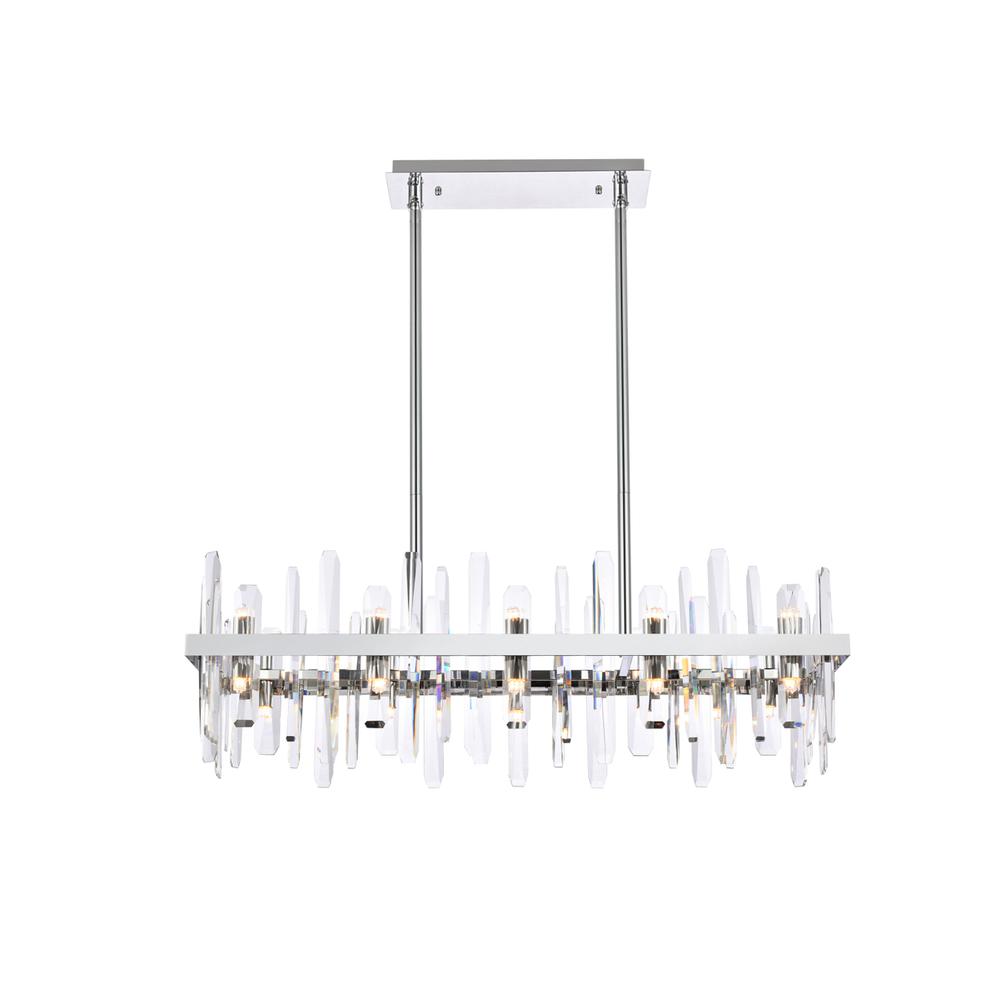 Serena 36 inch crystal rectangle chandelier in chrome. Picture 1