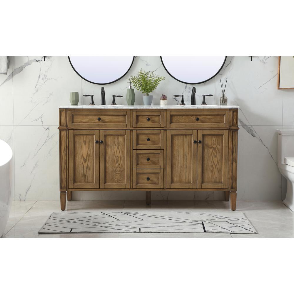 60 inch double bathroom vanity in driftwood. Picture 14