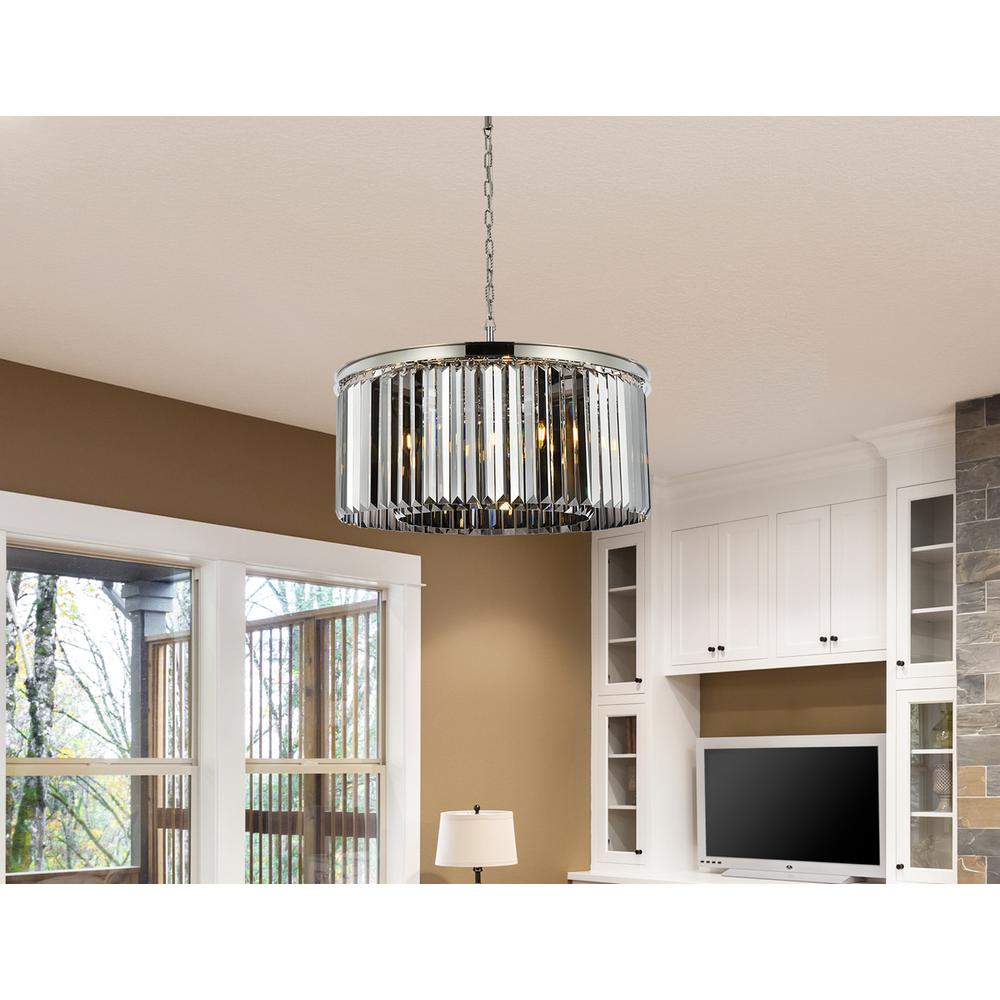 Sydney 8 light polished nickel Chandelier Silver Shade (Grey) Royal Cut Crystal. Picture 8