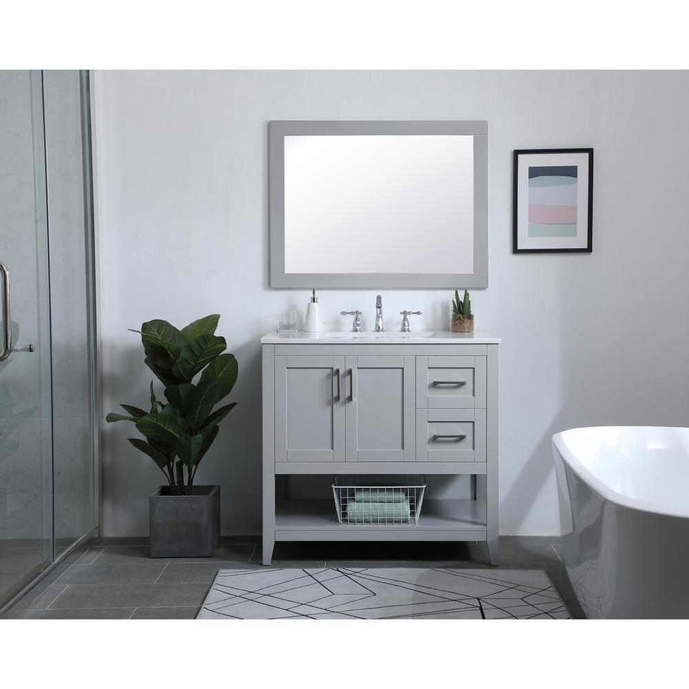 Aqua rectangle vanity mirror 30 inch in Grey. Picture 3