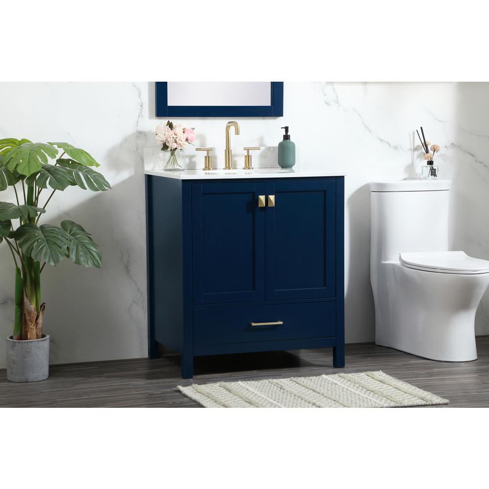 30 inch Single bathroom vanity in blue with backsplash. Picture 2