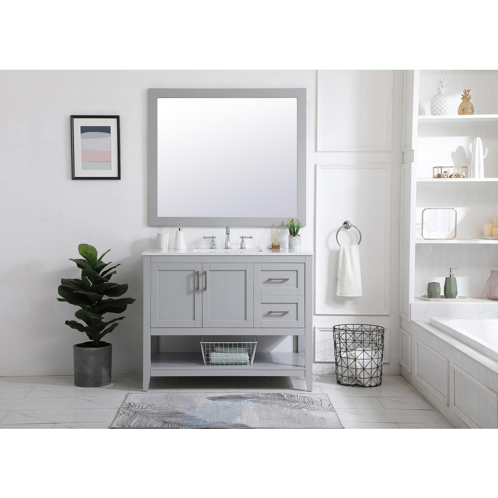 Aqua rectangle vanity mirror 42 inch in Grey. Picture 3