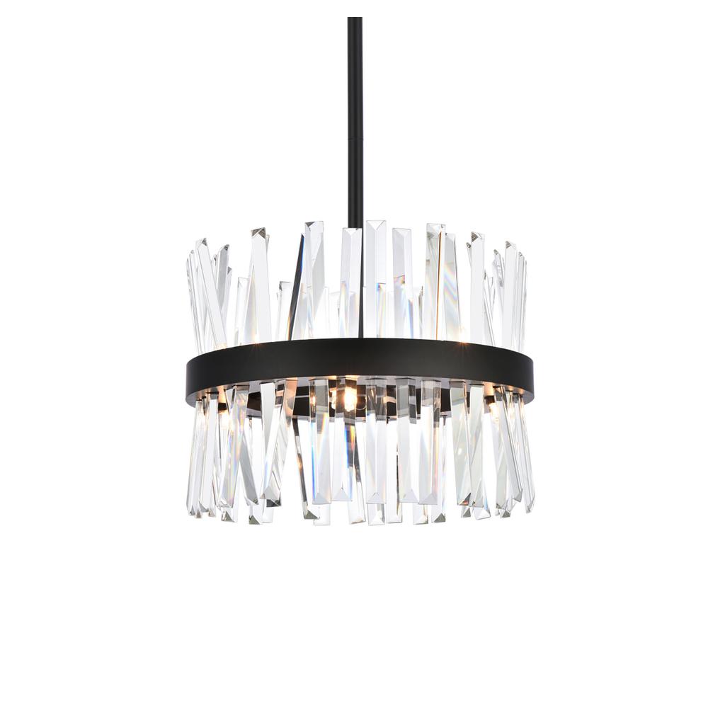 Serephina 16 inch crystal round pendant light in black. Picture 2