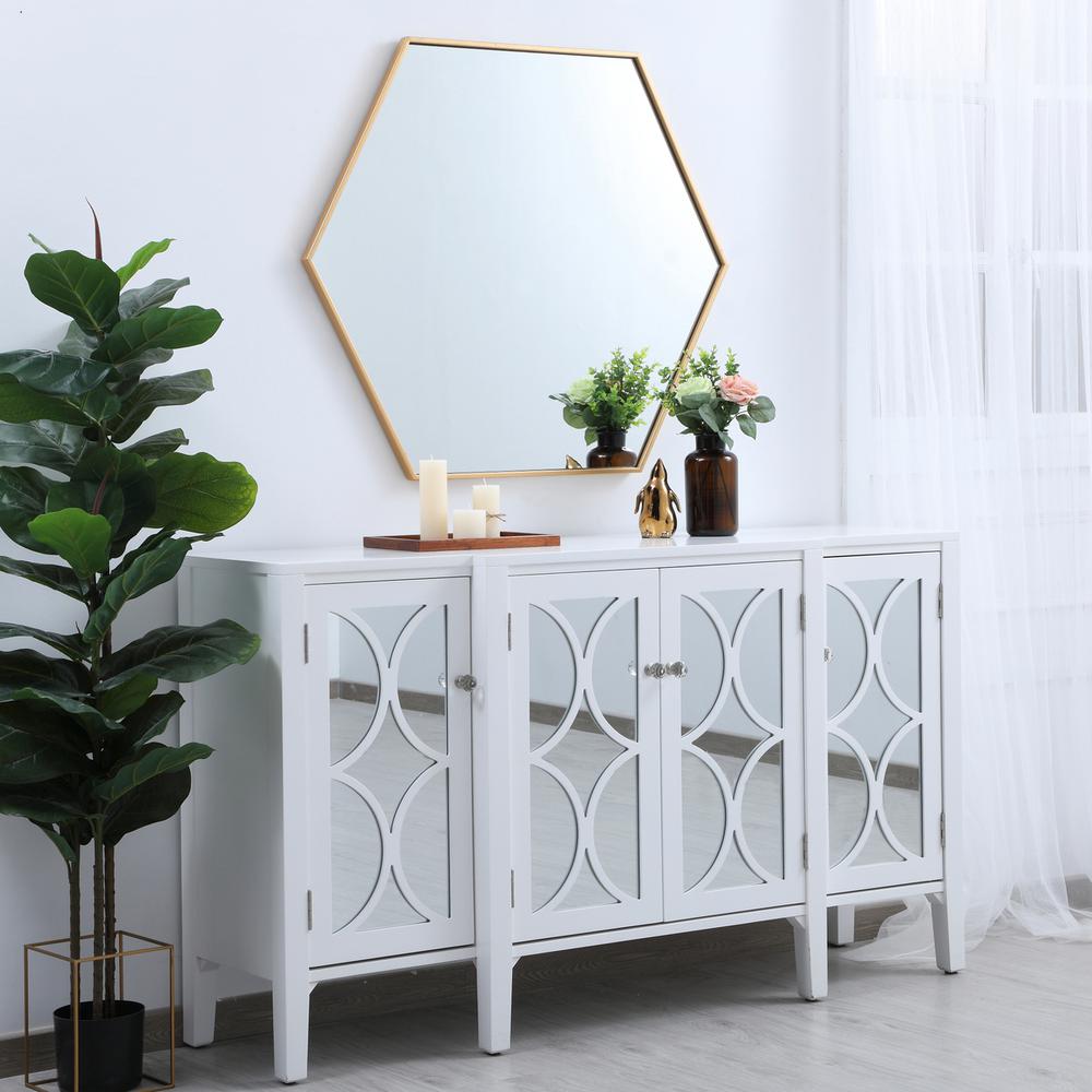 Metal frame hexagon mirror 38 inch in Brass. Picture 8