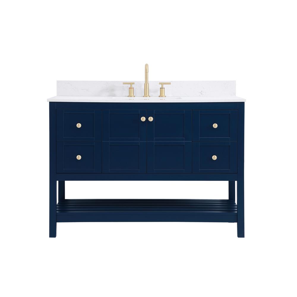 48 inch Single Bathroom Vanity in Blue with Backsplash. Picture 1