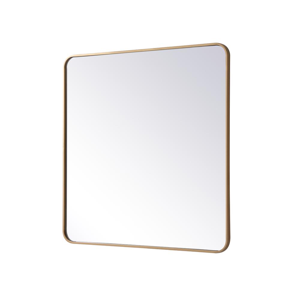 Soft corner metal rectangular mirror 36x36 inch in Brass. Picture 5