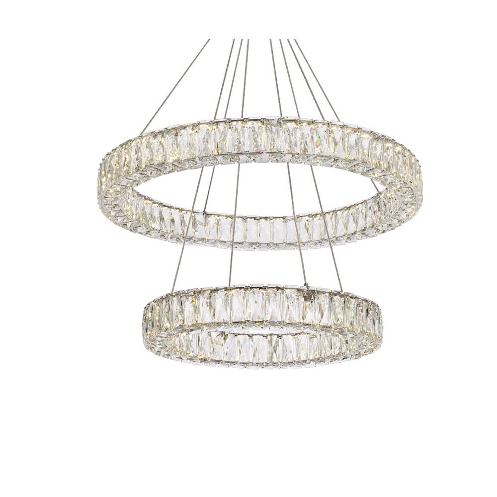 Monroe 28 inch LED double ring chandelier in chrome. Picture 2