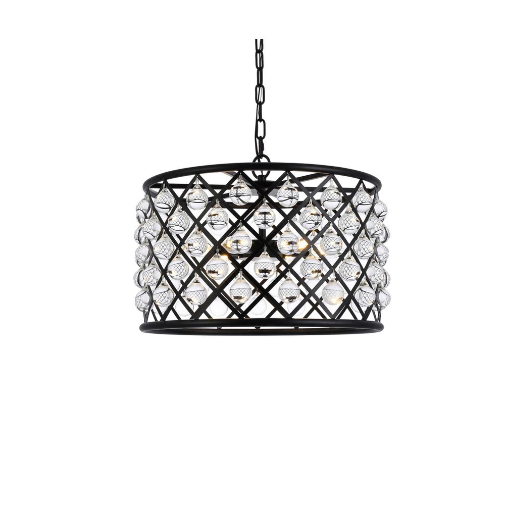 Madison 6 light Matte Black Pendant Clear Royal Cut Crystal. Picture 2