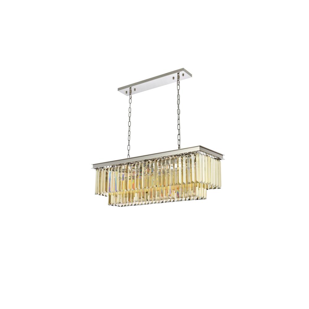 Sydney 12 light polished nickel Chandelier Golden Teak (Smoky) Royal Cut Crystal. Picture 6