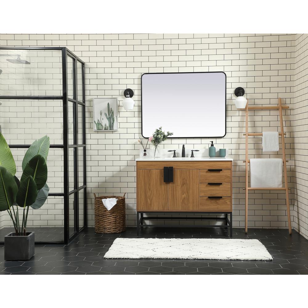 42 inch Single bathroom vanity in walnut brown with backsplash. Picture 4