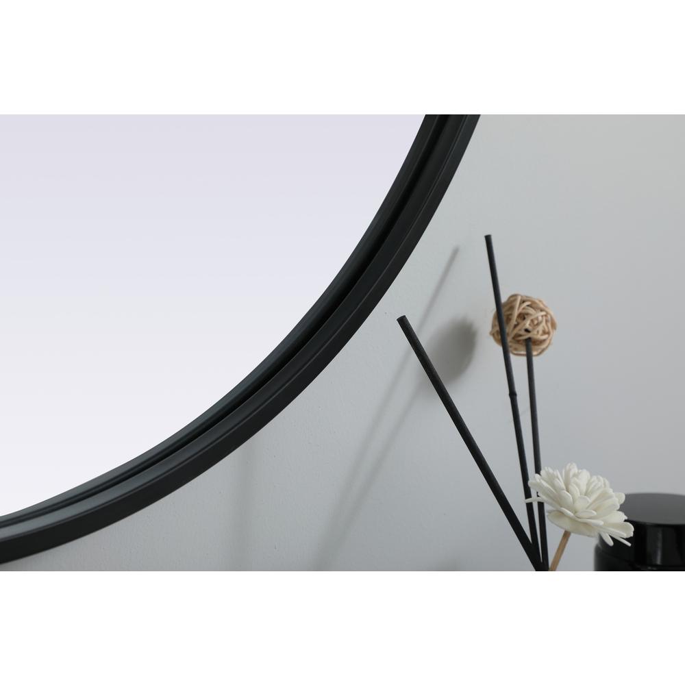 Metal Frame Oval Mirror 24x40 Inch in Black. Picture 6