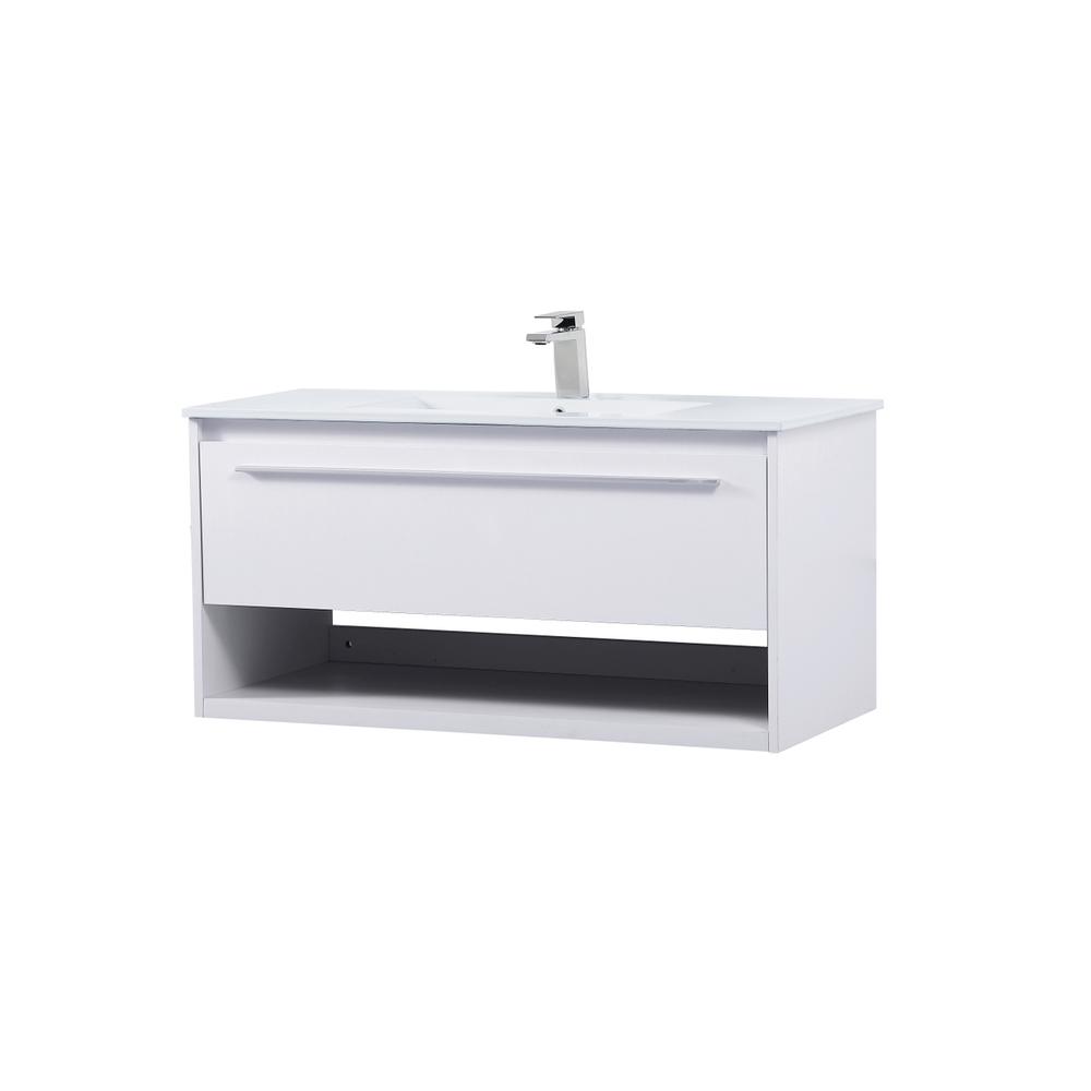 40 inch  Single Bathroom Floating Vanity in White. Picture 6