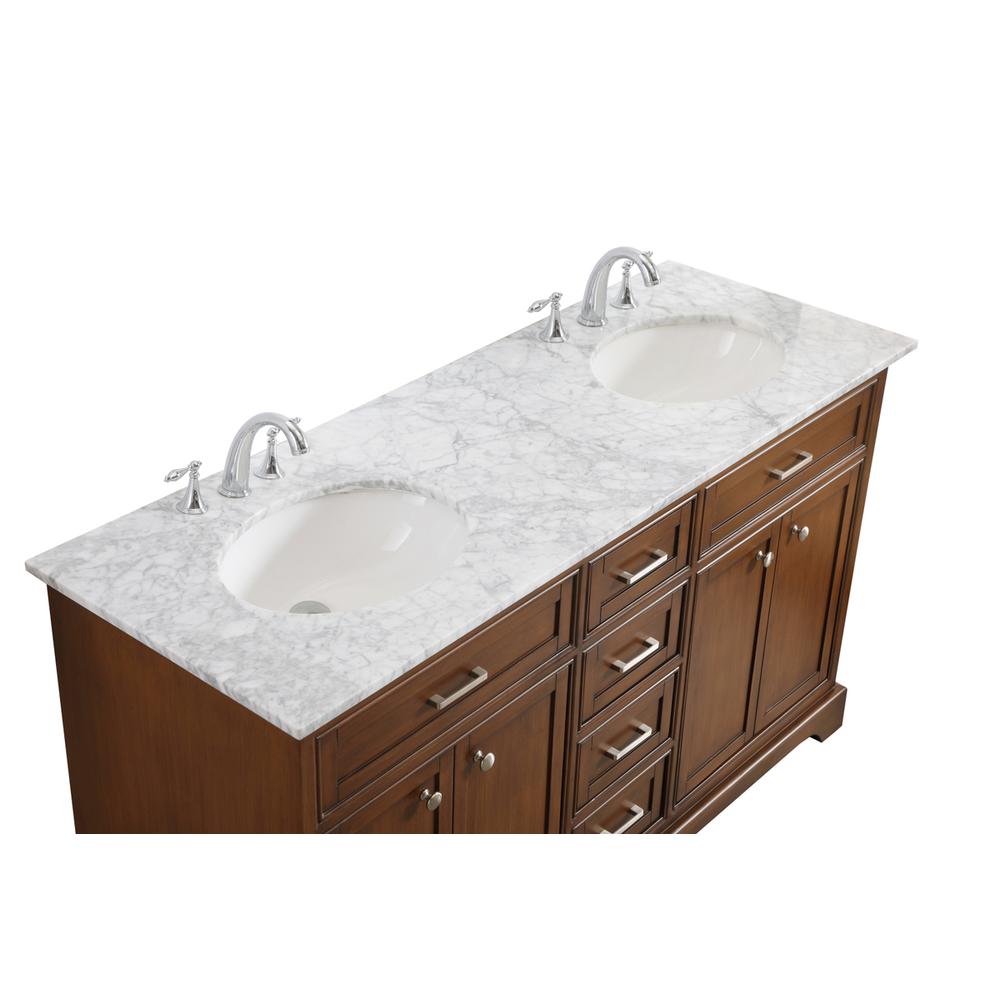 60 In. Double Bathroom Vanity Set In Teak. Picture 6