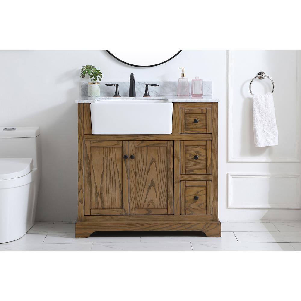36 inch Single bathroom vanity in driftwood with backsplash. Picture 14
