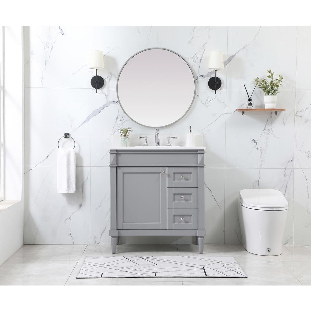 32 inch Single bathroom vanity in grey with backsplash. Picture 4