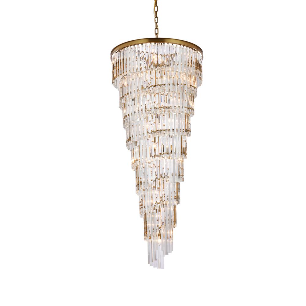 Sydney 30 inch spiral crystal chandelier in satin gold. Picture 2