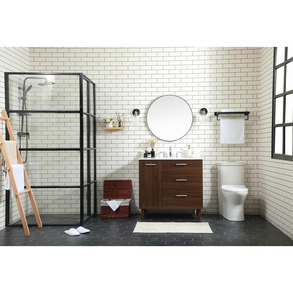 36 inch bathroom vanity in Walnut with backsplash. Picture 4