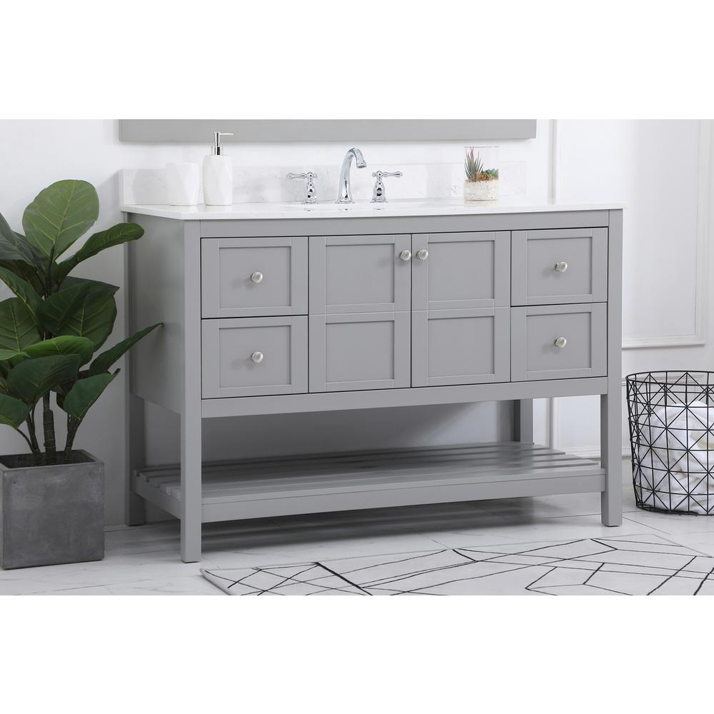 48 inch Single Bathroom Vanity in Gray with Backsplash. Picture 2