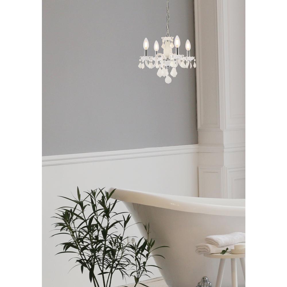 Rococo 4 light white Pendant White Royal Cut Crystal. Picture 7