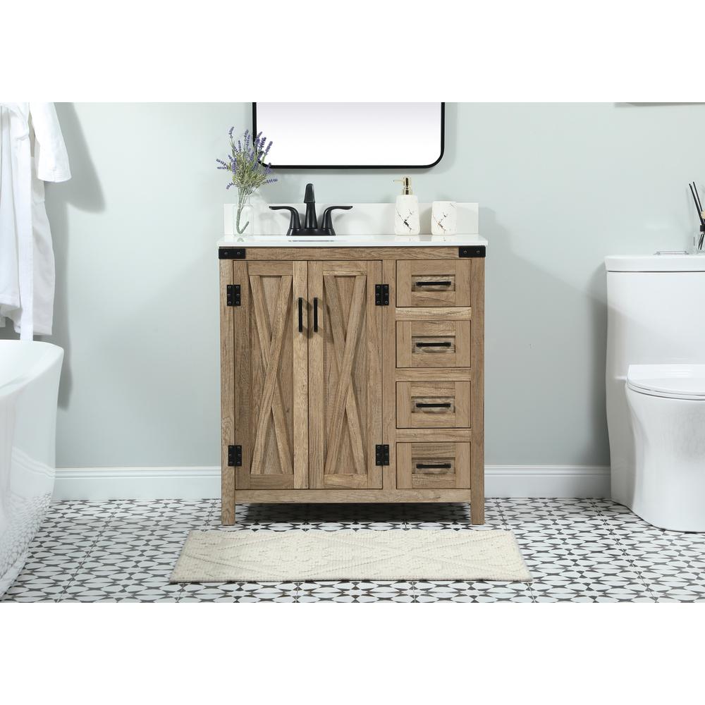 32 inch Single bathroom vanity in natural oak with backsplash. Picture 14