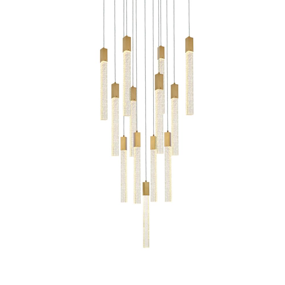 Weston 13 lights pendant in satin gold. Picture 2