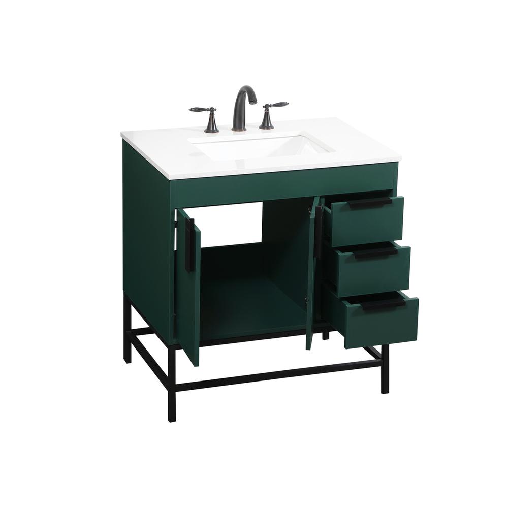 32 inch Single bathroom vanity in green. Picture 9