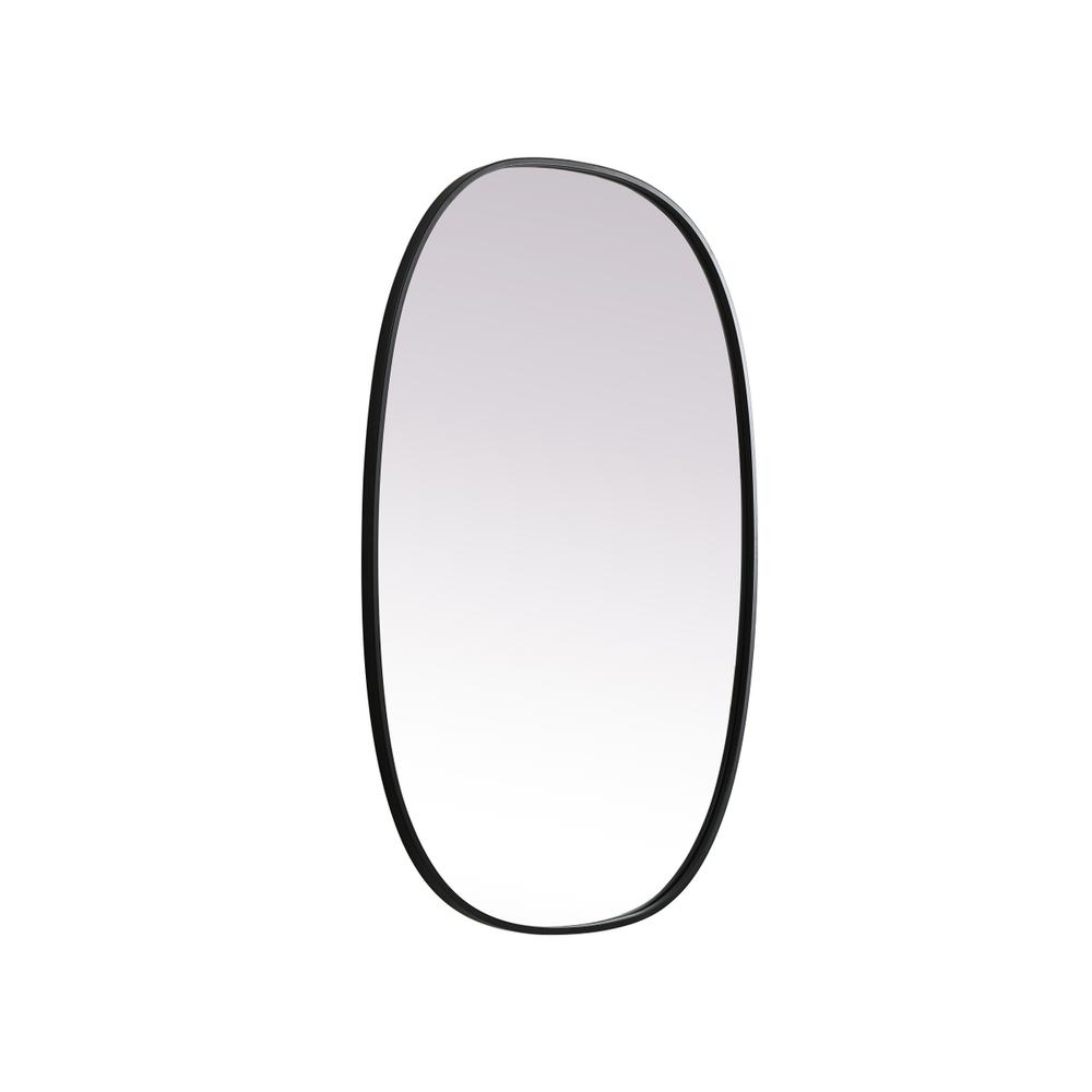 Metal Frame Oval Mirror 27x40 Inch in Black. Picture 7