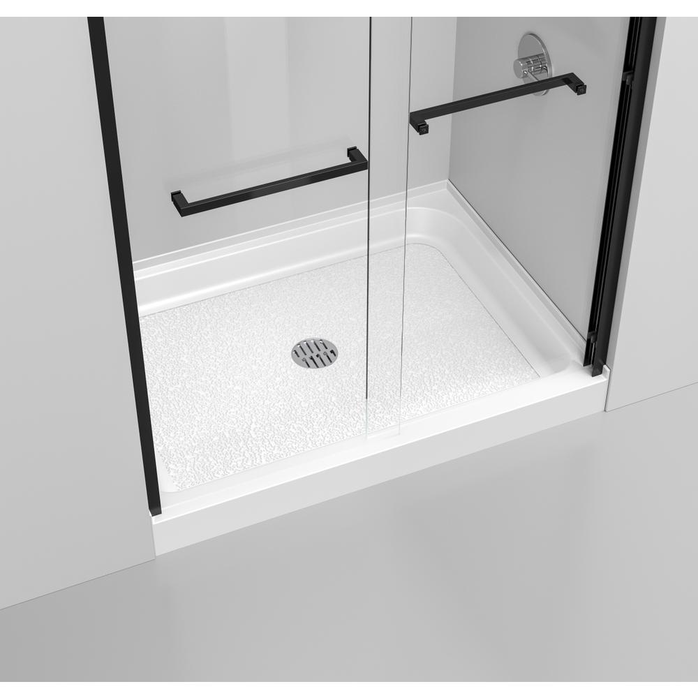 48x36 inch Single threshold shower tray center drain in glossy white. Picture 9