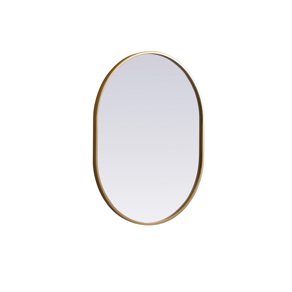 Metal Frame Oval Mirror 24x30 Inch in Brass. Picture 7