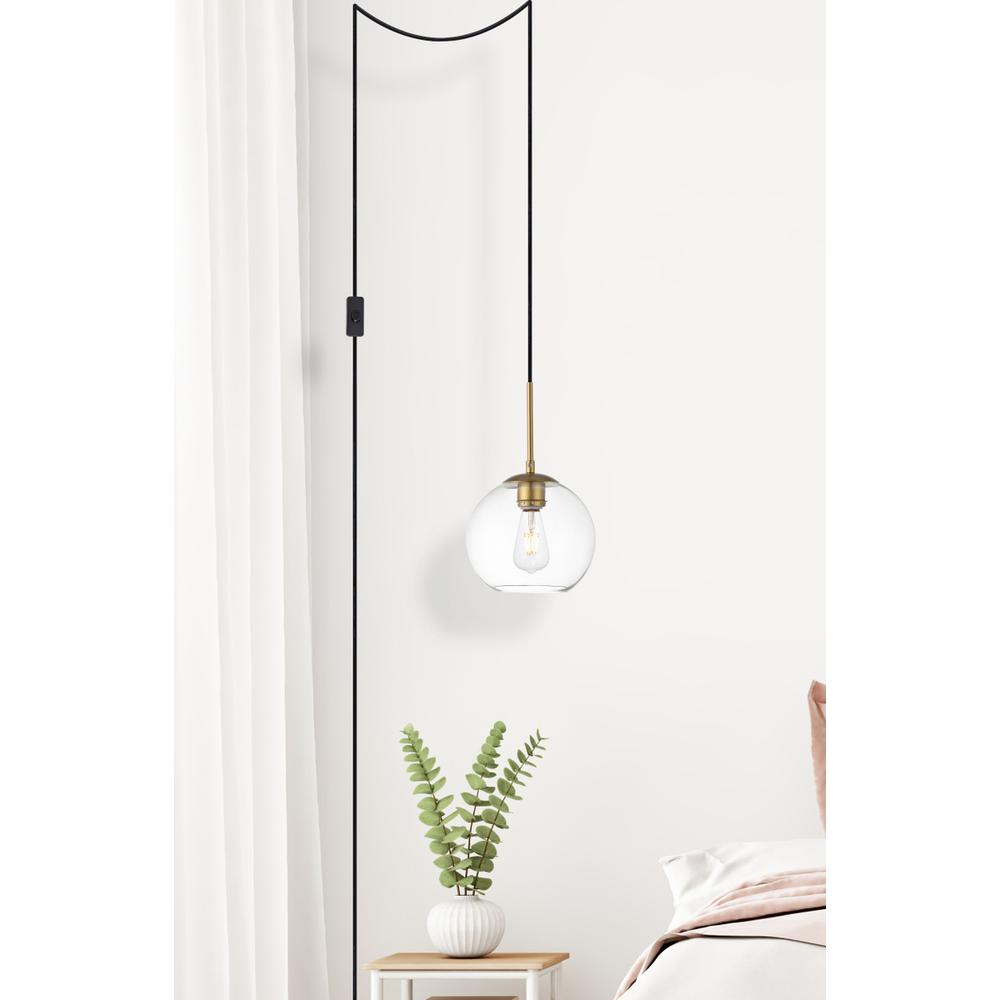Baxter 1 Light brass plug-in pendant With Clear Glass. Picture 5
