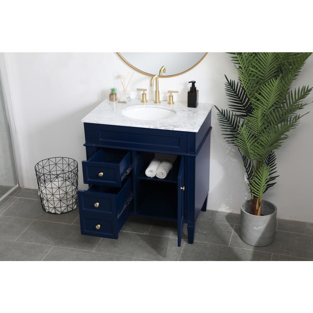 32 inch Single bathroom vanity in blue. Picture 3