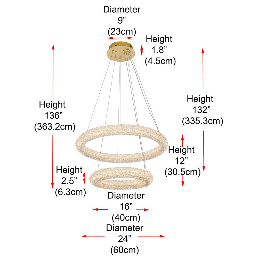 Bowen 24 inch Adjustable LED Chandelier in Satin Gold. Picture 10