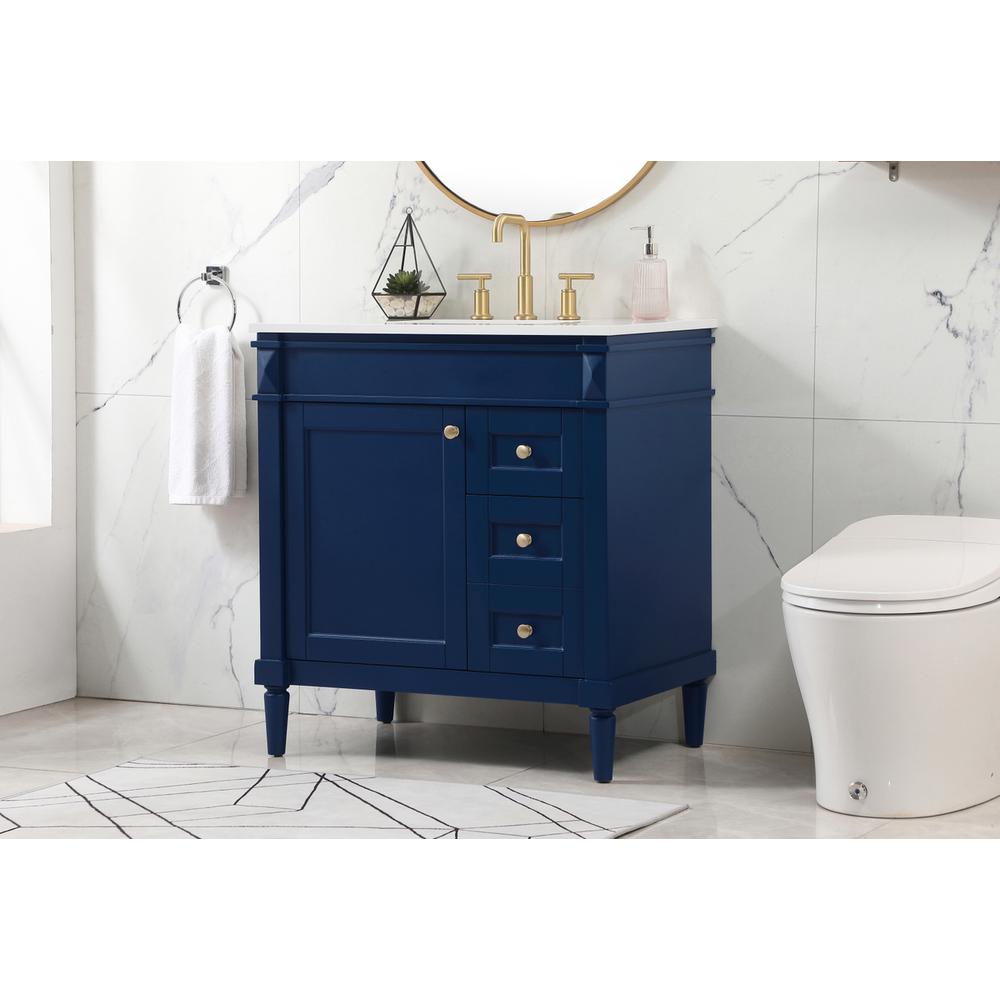 32 inch Single bathroom vanity in blue. Picture 2