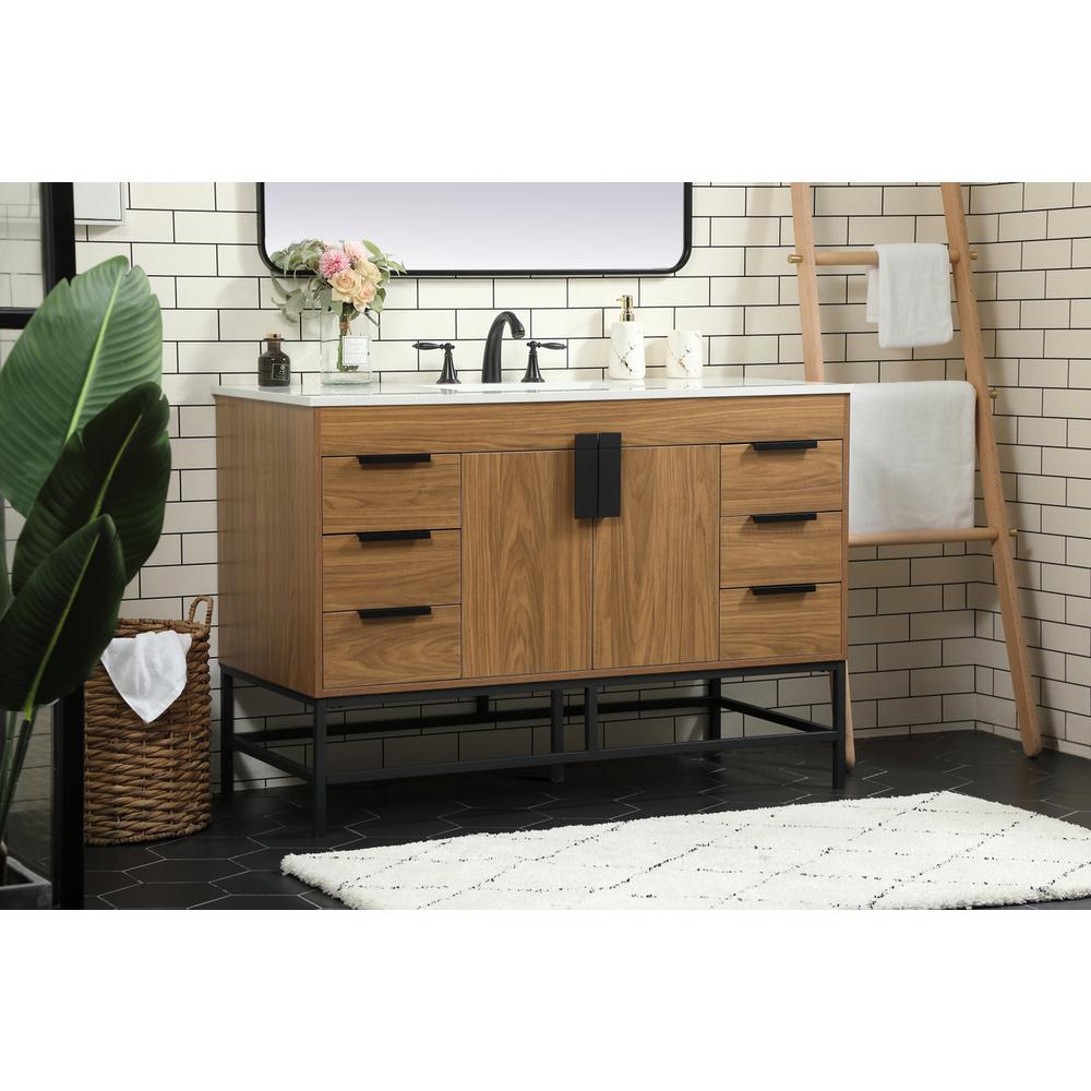 48 inch Single bathroom vanity in walnut brown. Picture 2
