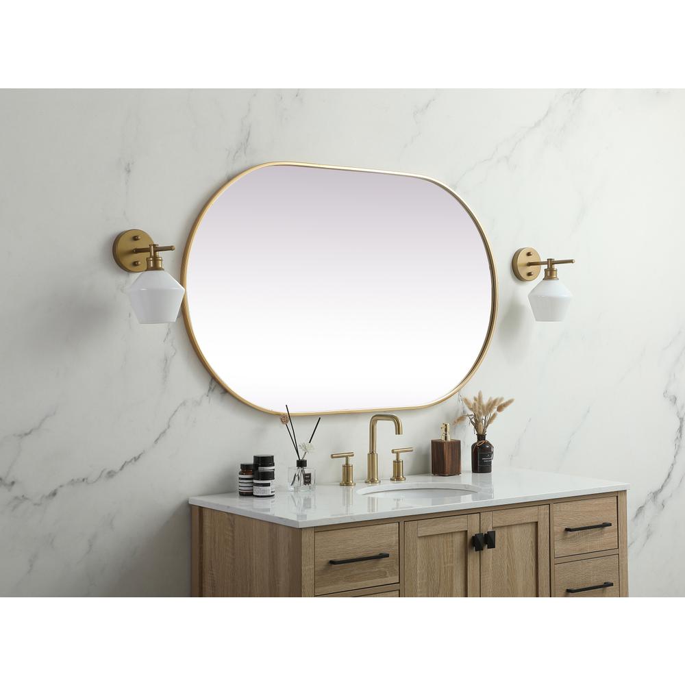Metal Frame Oval Mirror 30x48 Inch in Brass. Picture 2