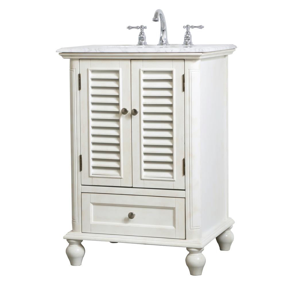 24 inch Single Bathroom Vanity in Antique White. Picture 6