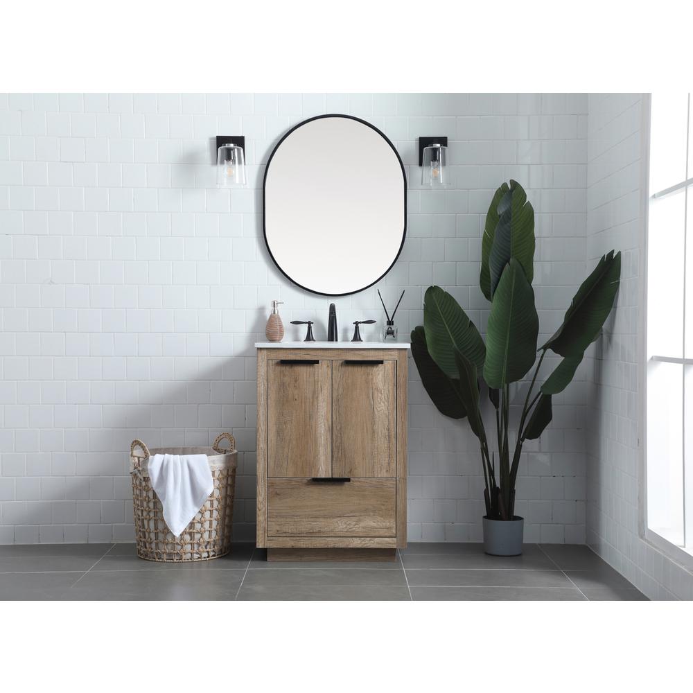 24 Inch SIngle Bathroom Vanity In Natural Oak. Picture 4